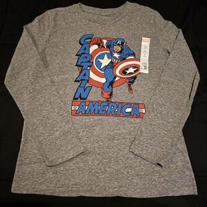 Jumping Beans Boys NWT Captain America Long Sleeve Graphic T-Shirt Gray Size‎ 12